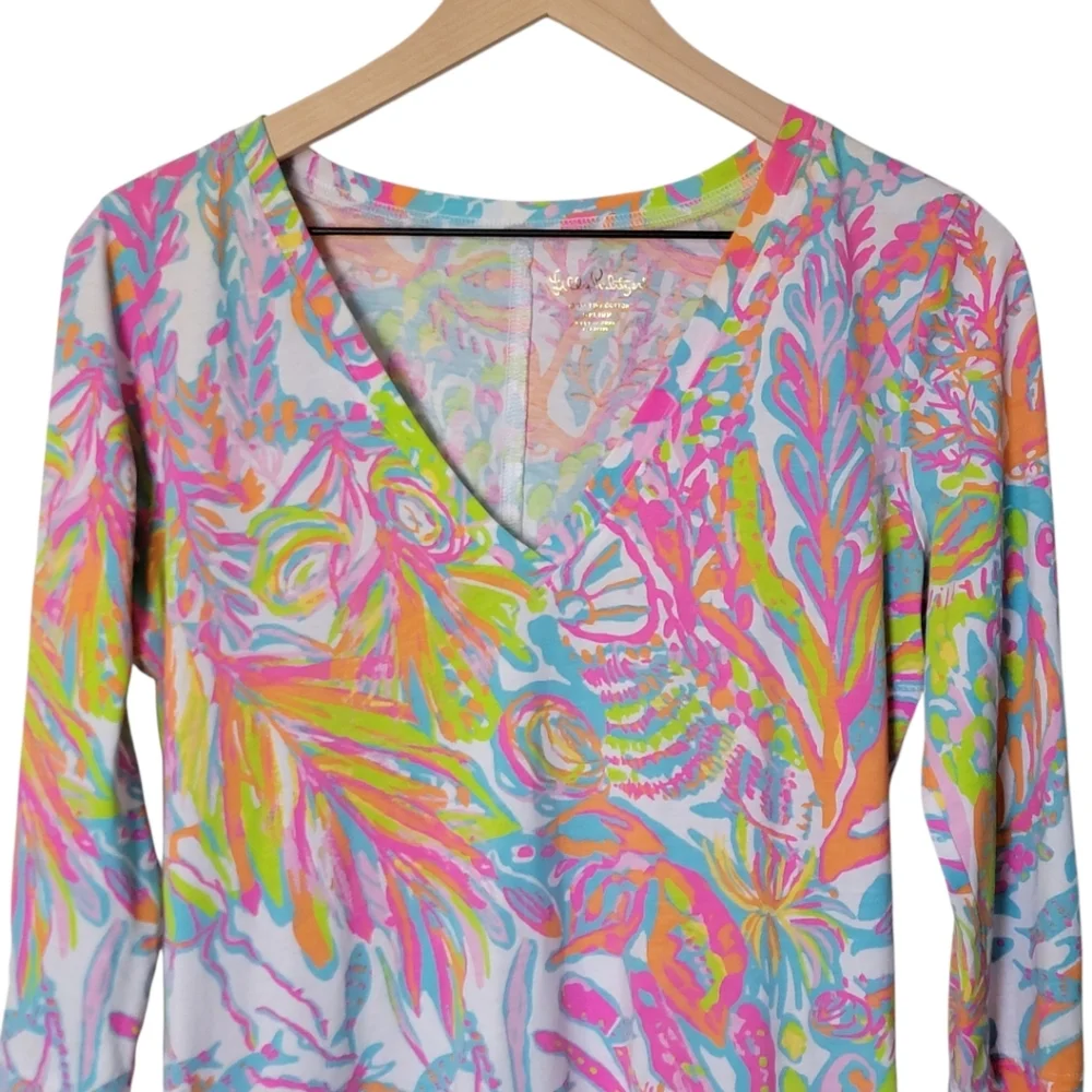 Lilly Pulitzer Christie Scuba to Cuba V-Neck 100%‎ Pima Cotton Dress Size Medium